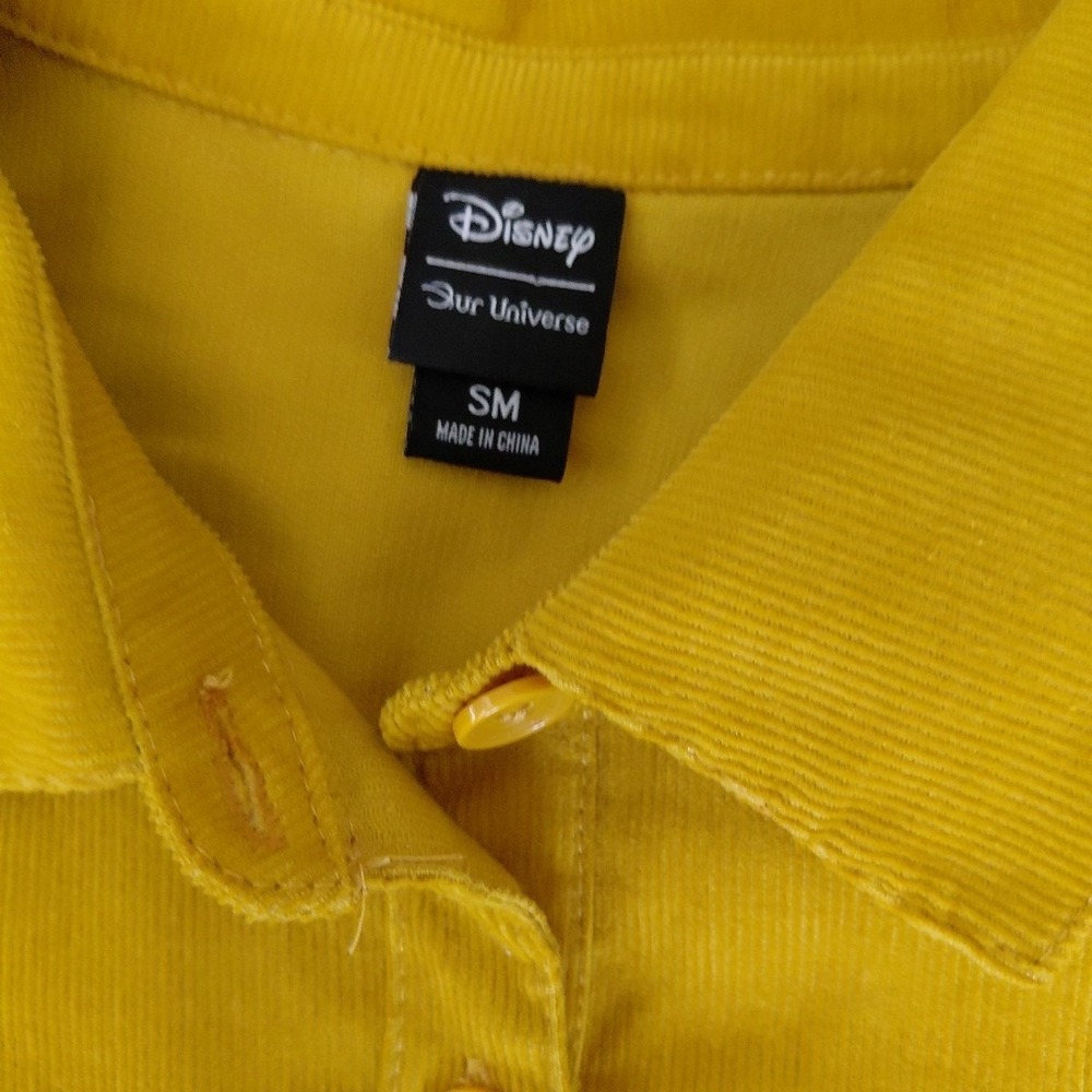OUR Disney Winnie Pooh Corduroy Small Yellow Gold Button Up Raw Hem Embroidered - Picture 6 of 15